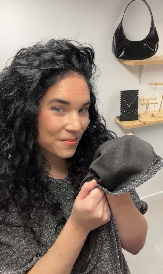 Wauw glitter top pofmouw grijs