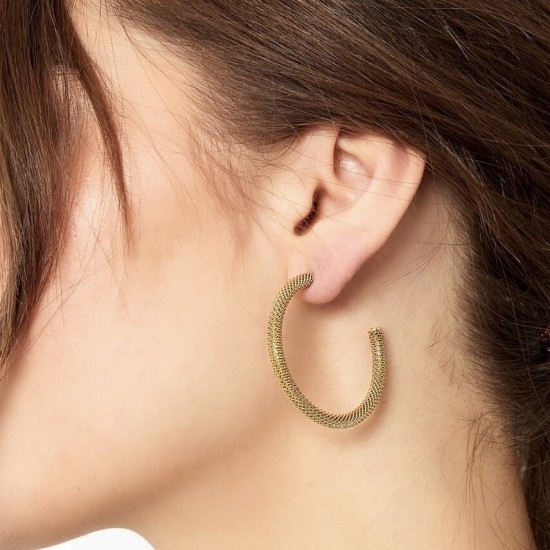 Oorbellen rond print goud 4 cm