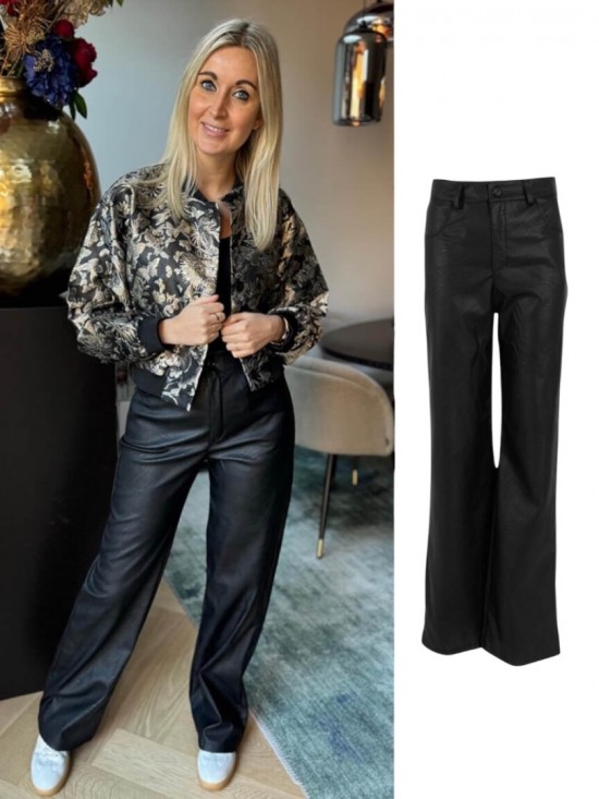 Azzurro leatherlook broek zwart