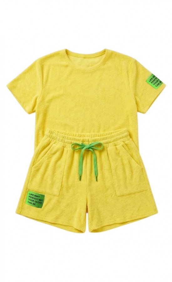 2 delig badstof set geel