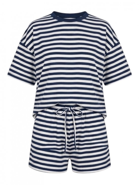 Set donkerblauw wit gestreept