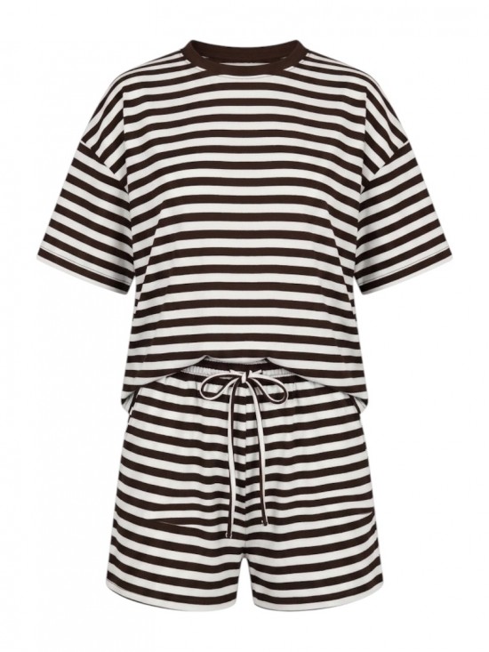 Set donkerbruin wit gestreept